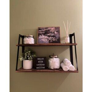 2-Tier Modern Rustic Floating Wall Shelves, Rustic Brown -Modern Farmhouse Wall